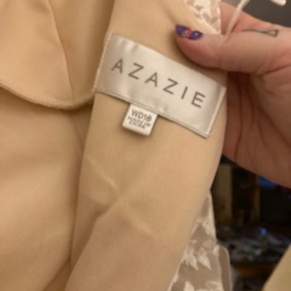 Azazie Eudora Wedding Dress Diamond White/Champagne Size WD18 - Picture 6 of 14